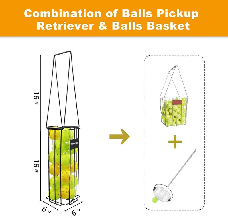 Poweruck Pickleball Tennis Ball Hopper Set, Pickleball Tennis Ball Basket Holder with 20 Outdoor Pickleball Balls,Perfect Court Equipment for Beginner - Image 5